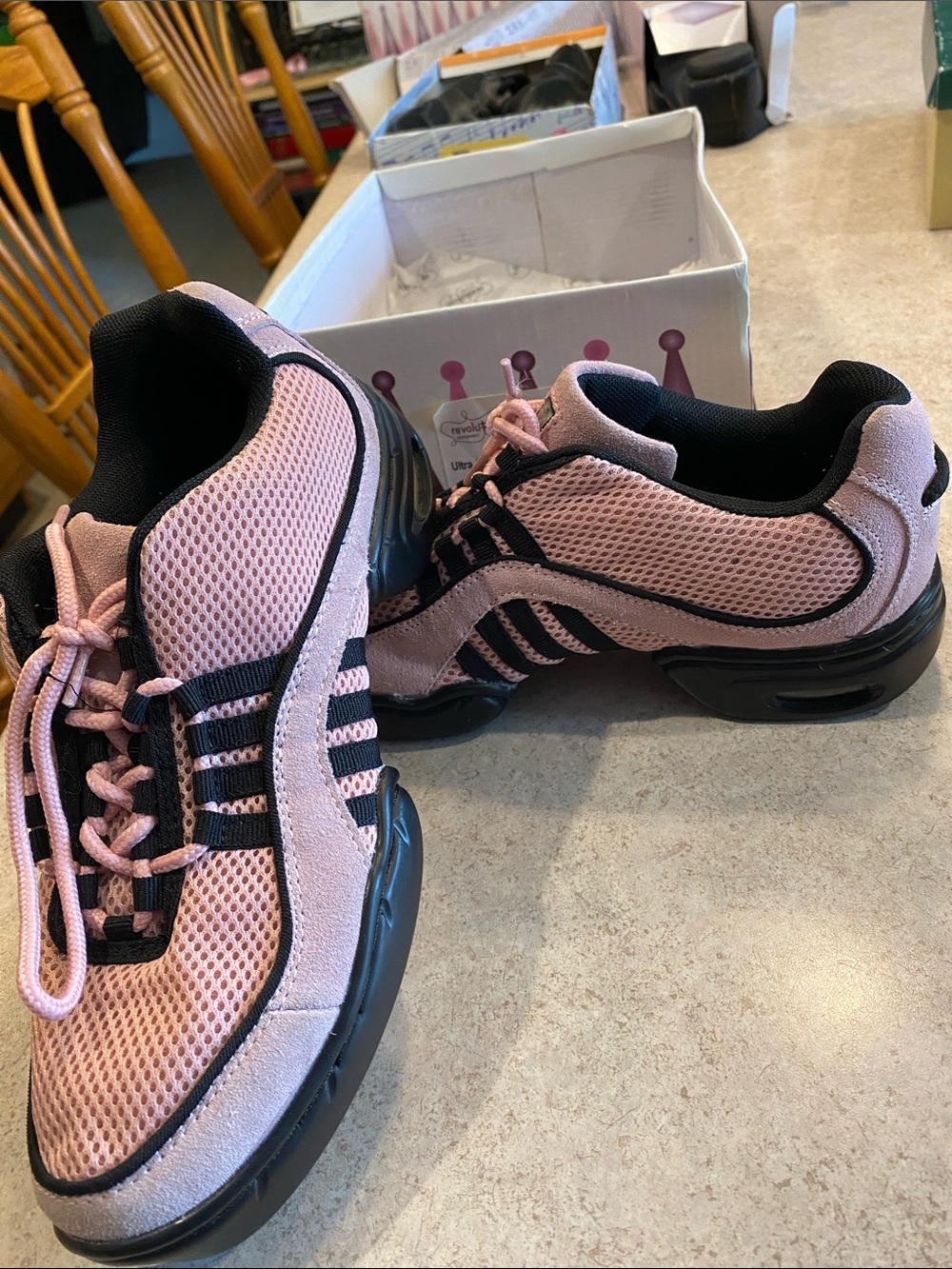 Women’s Pink Mesh Dance Sneakers - Black Trim
